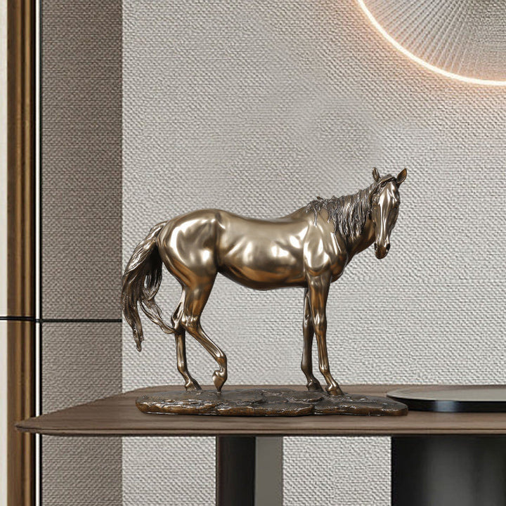 Resin Horse Racing Ornament (Bronze-Effect Finish)