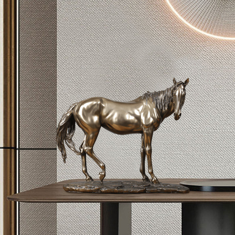 Resin Horse Racing Ornament (Bronze-Effect Finish)