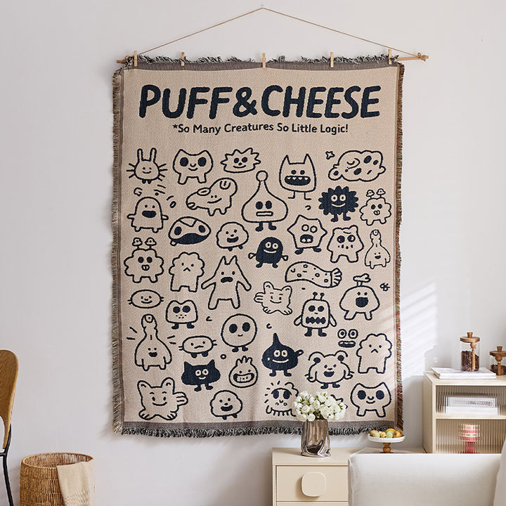 "Instagram-style" fabric wall hanging with cotton tassels