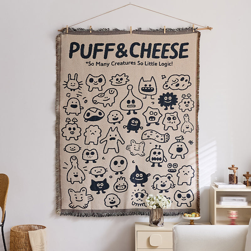 "Instagram-style" fabric wall hanging with cotton tassels