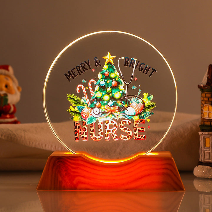 Crystal Holiday Gift Ornament + Light-Up Base Night Light