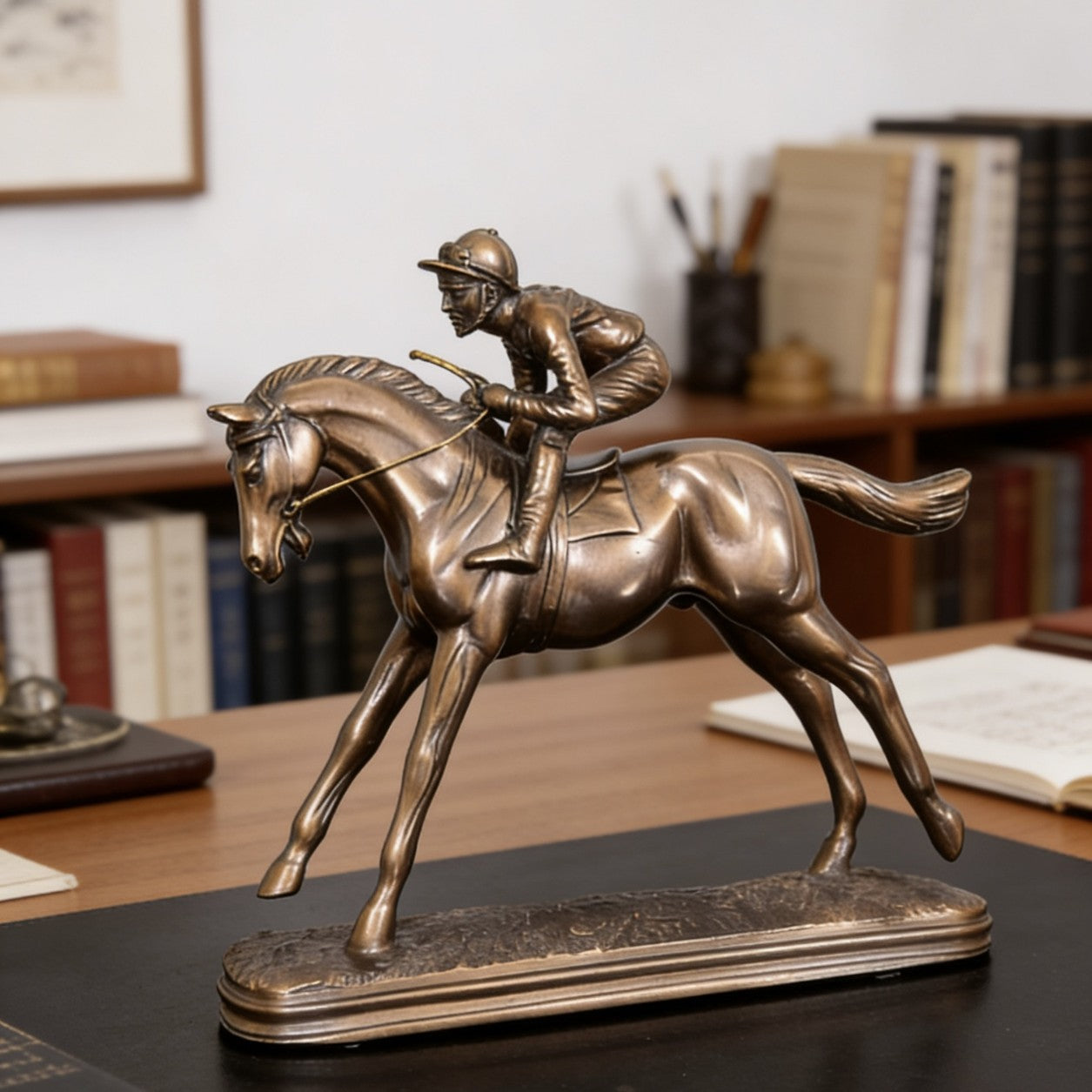 Resin Horse Racing Ornament (Bronze-Effect Finish)