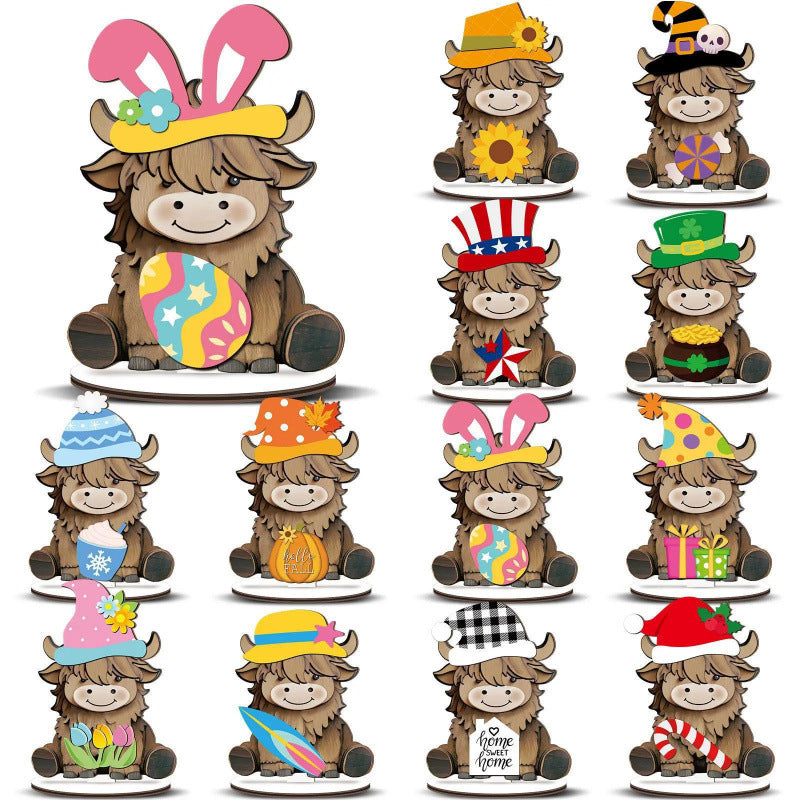 Best-selling interchangeable wooden animal ornaments