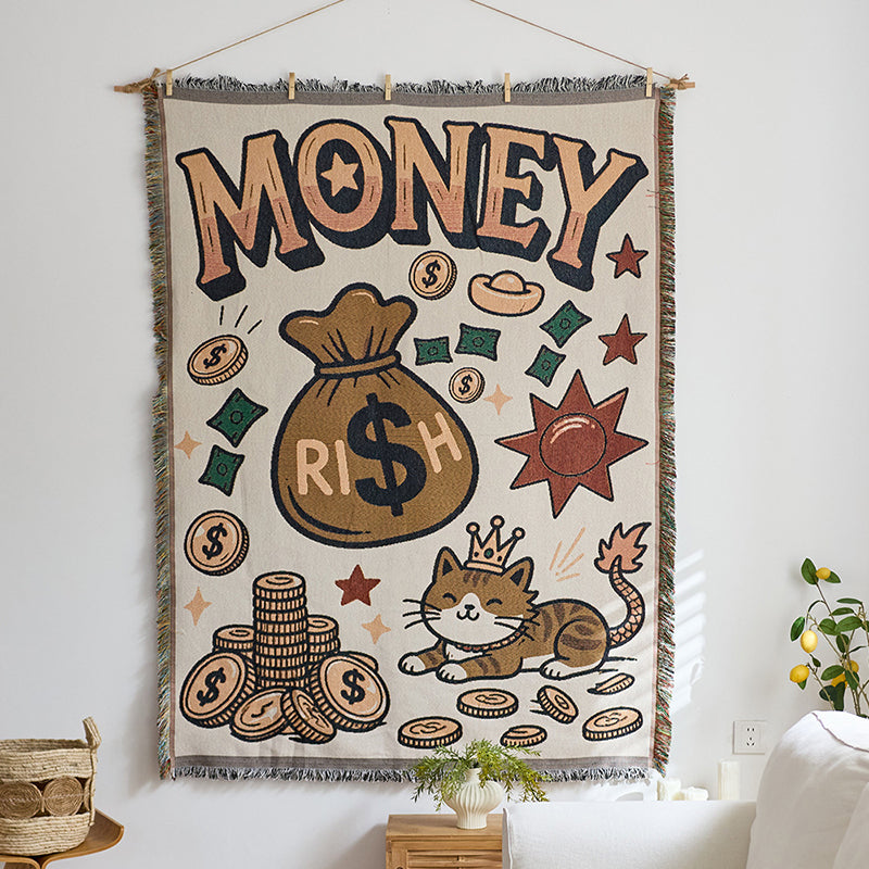 "Instagram-style" fabric wall hanging with cotton tassels