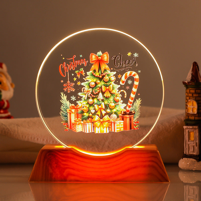 Crystal Holiday Gift Ornament + Light-Up Base Night Light