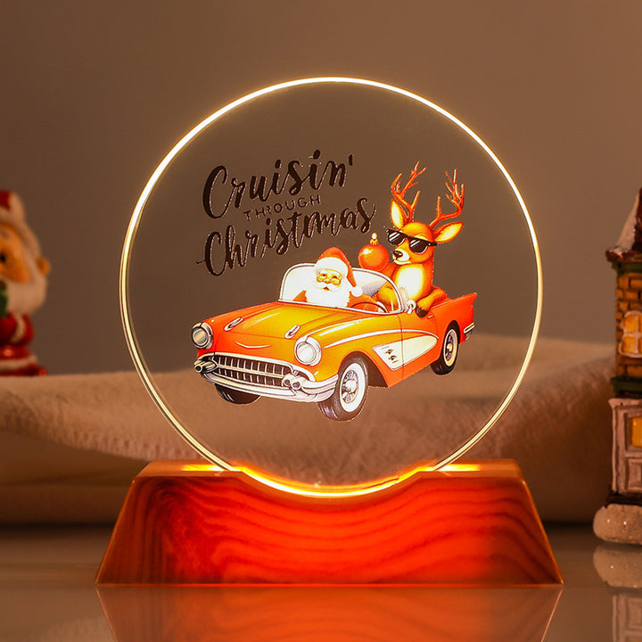 Crystal Holiday Gift Ornament + Light-Up Base Night Light
