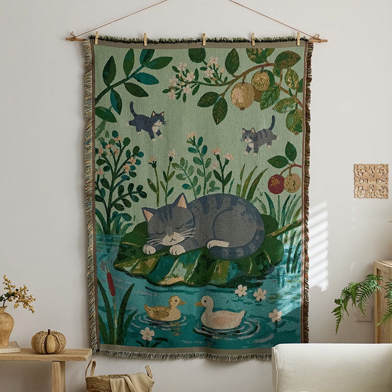 "Instagram-style" fabric wall hanging with cotton tassels