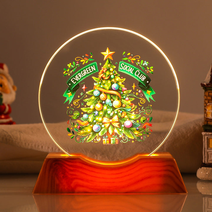 Crystal Holiday Gift Ornament + Light-Up Base Night Light