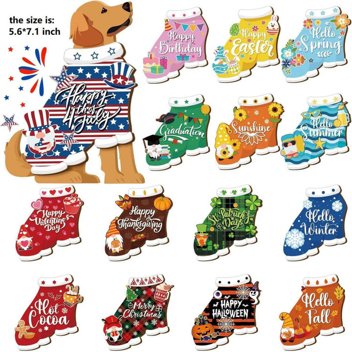 Best-selling interchangeable wooden puppy decoration