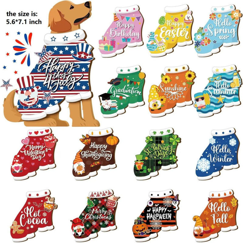 Best-selling interchangeable wooden puppy decoration