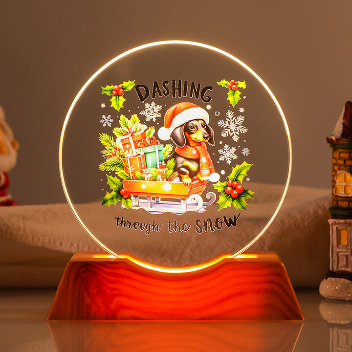 Crystal Holiday Gift Ornament + Light-Up Base Night Light