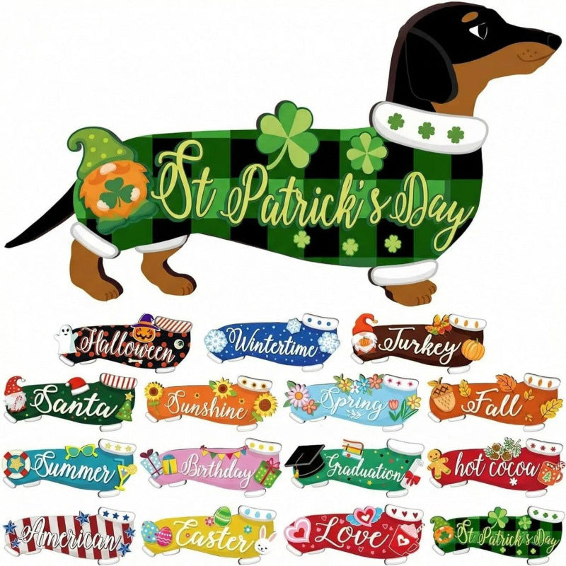 Best-selling interchangeable wooden puppy decoration