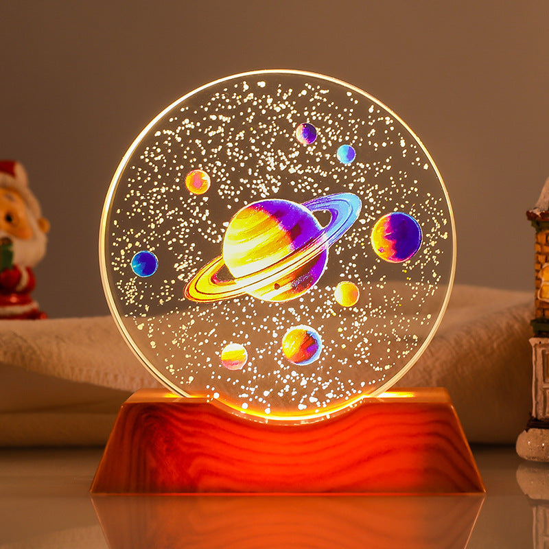 Crystal Holiday Gift Ornament + Light-Up Base Night Light