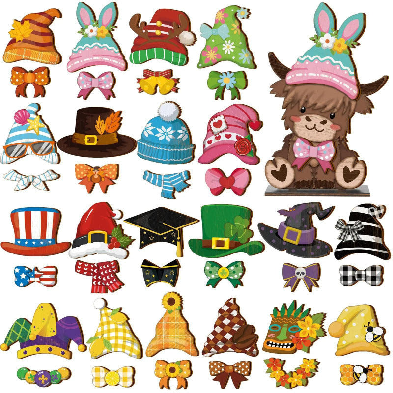 Best-selling interchangeable wooden animal ornaments