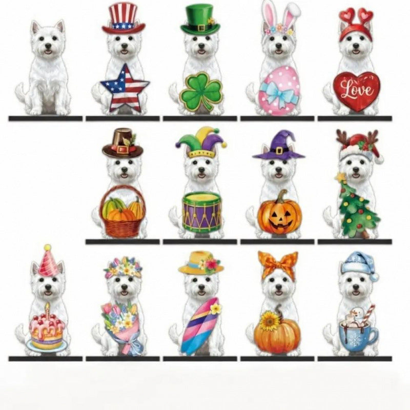 Best-selling interchangeable wooden puppy decoration