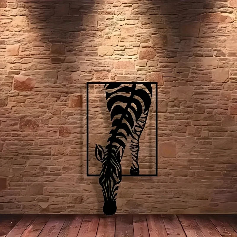 Zebra-print minimalist metal wall decoration