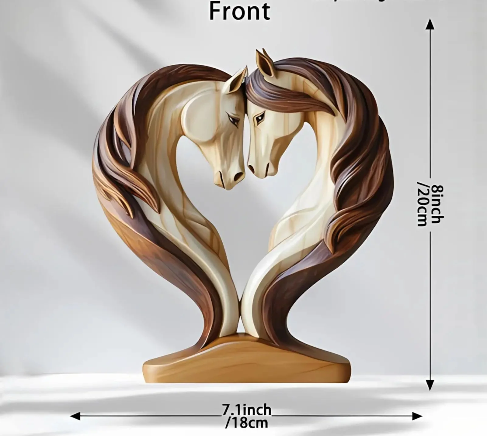 The Embrace - Two Horse Silhouette in Natural Wood