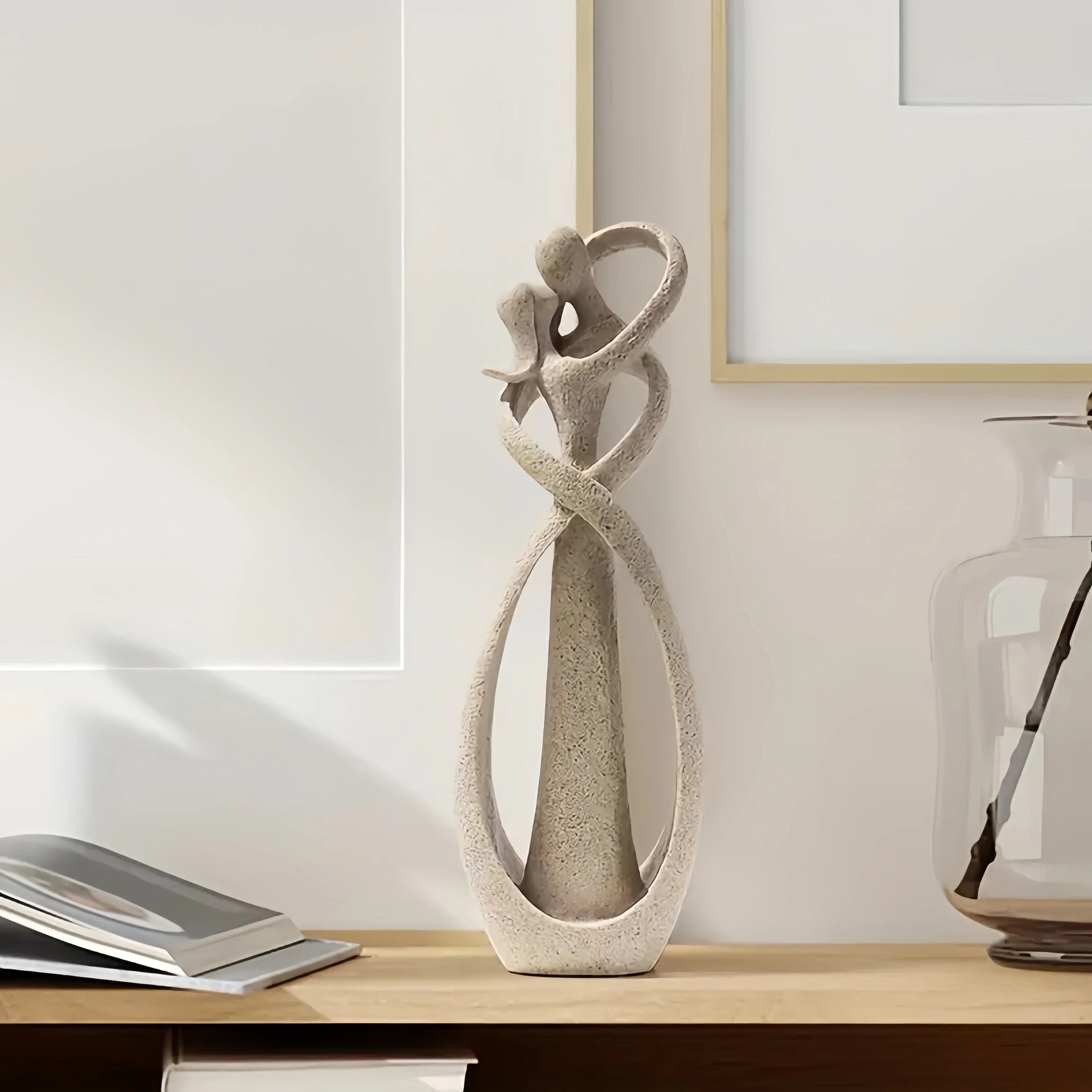 Eternal Embrace - Abstract Kissing Couple Sculpture