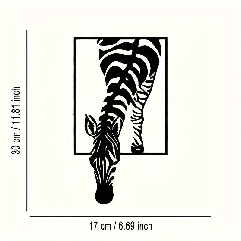 Zebra-print minimalist metal wall decoration