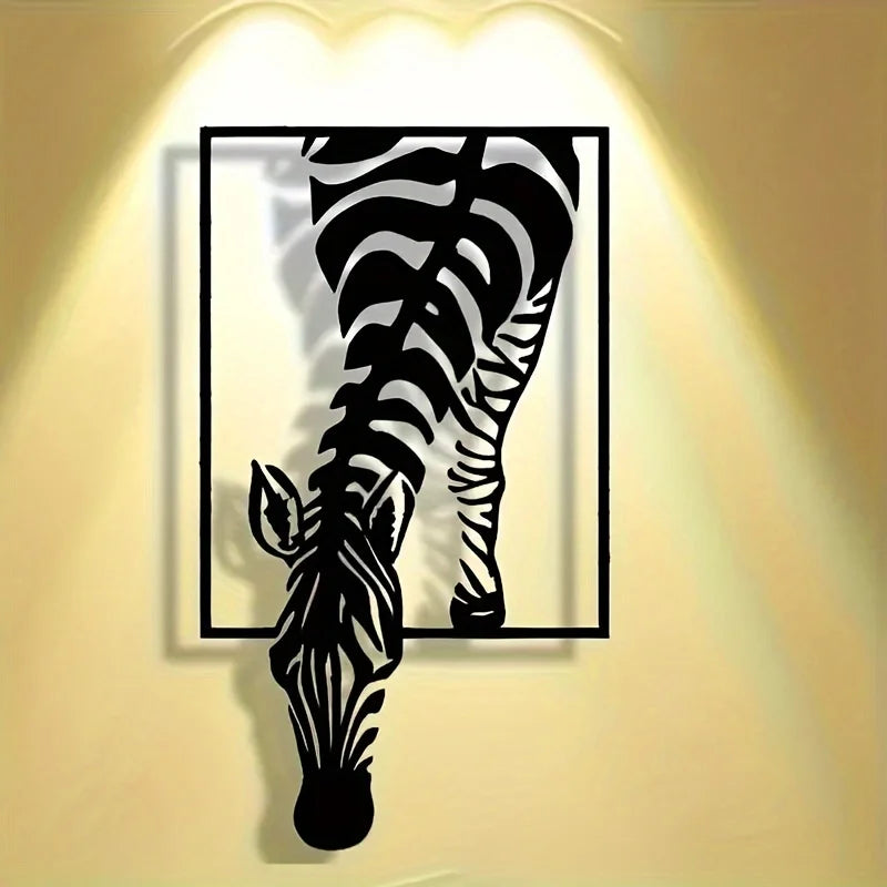 Zebra-print minimalist metal wall decoration