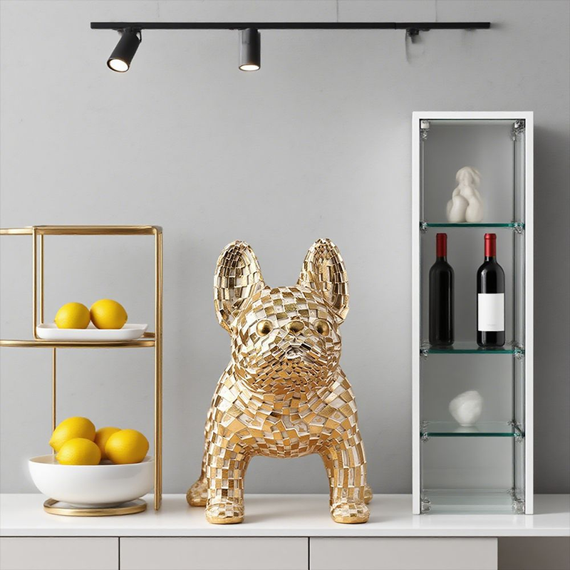 Gold-colored French Bulldog resin craft