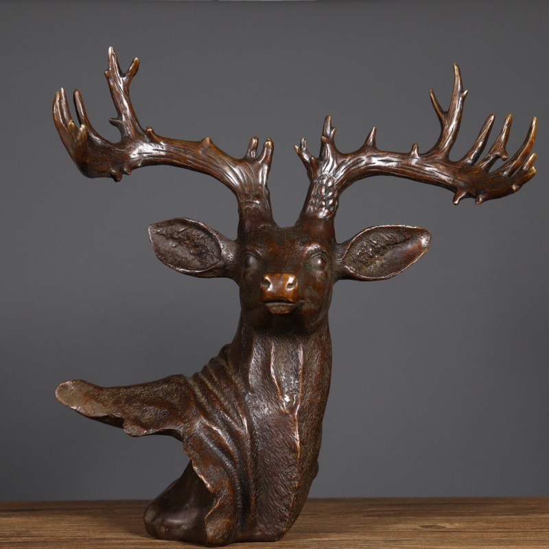 High-end copper deer head ornament