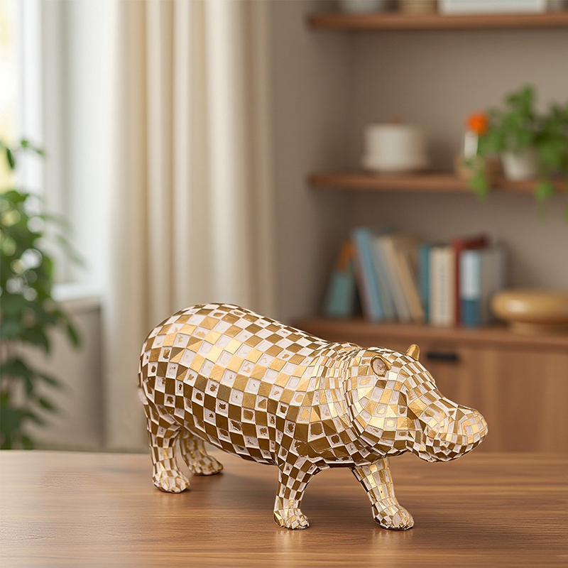 Affordable Luxury Gold Resin Hippo Ornament
