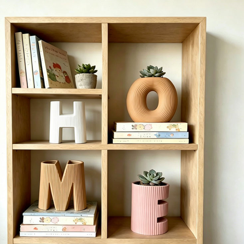 "HOME" Letter Multicolored Ceramic Vase Set