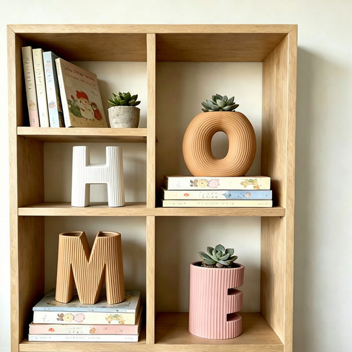 "HOME" Letter Multicolored Ceramic Vase Set