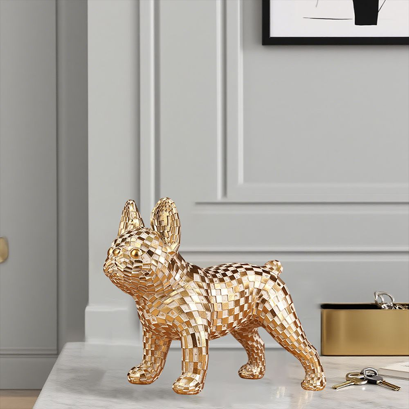 Gold-colored French Bulldog resin craft