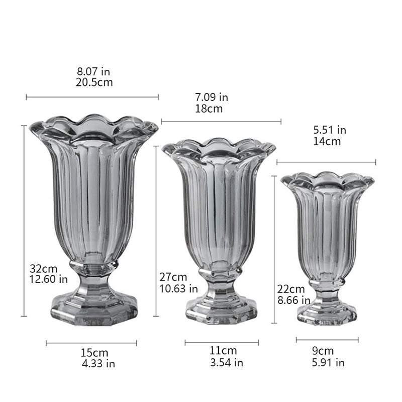 Long-necked decorative vase with eight-lobed design