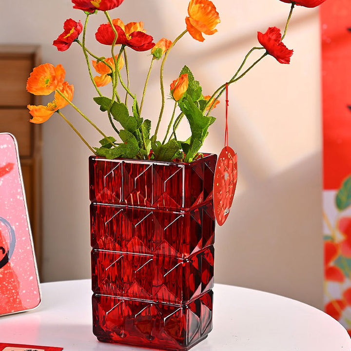 A thick, crystal-clear crystal glass vase.