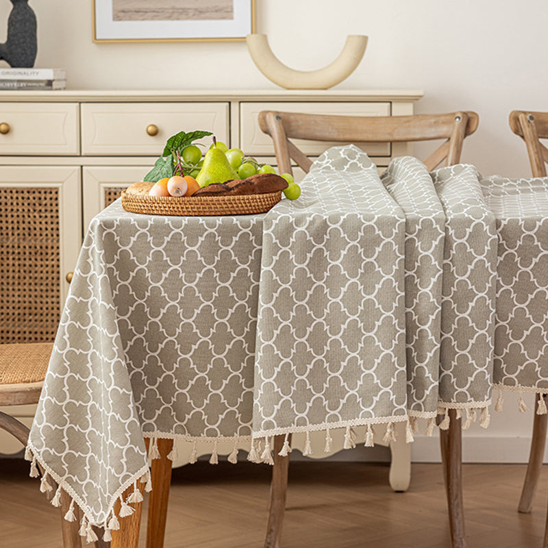 New Tasseled Printed Tablecloth