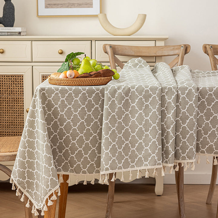 New Tasseled Printed Tablecloth