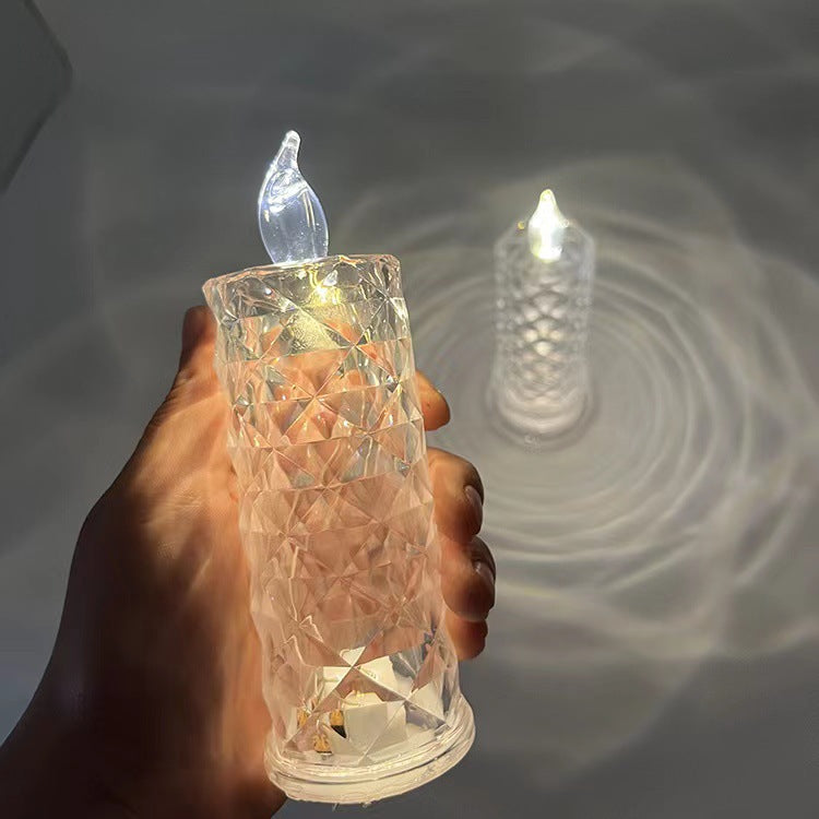 LED electronic candle with rose pattern (plastic)