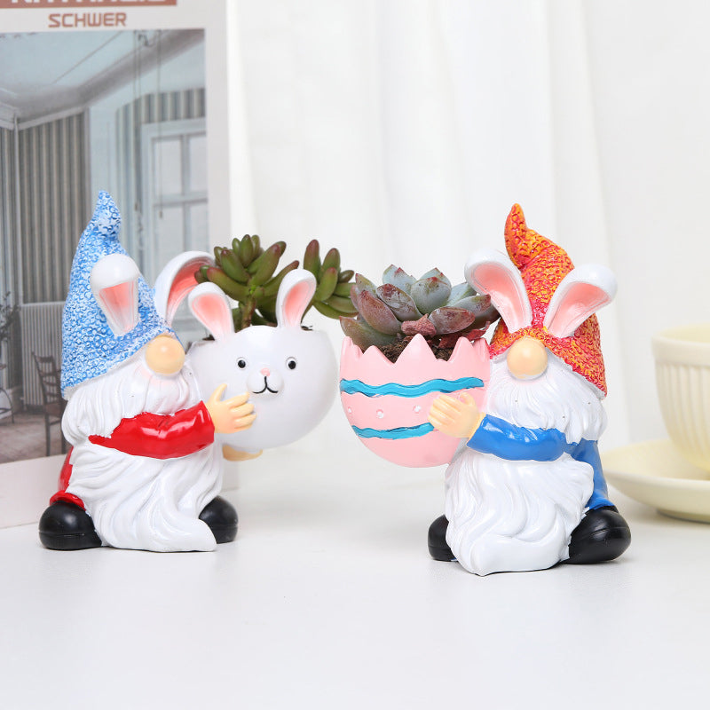 Resin Goblin-Shaped Planter Ornament with Egg