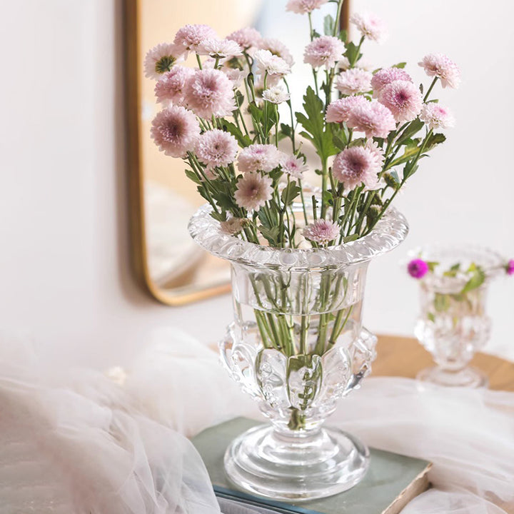 Roman-style pedestal vase for flower arranging