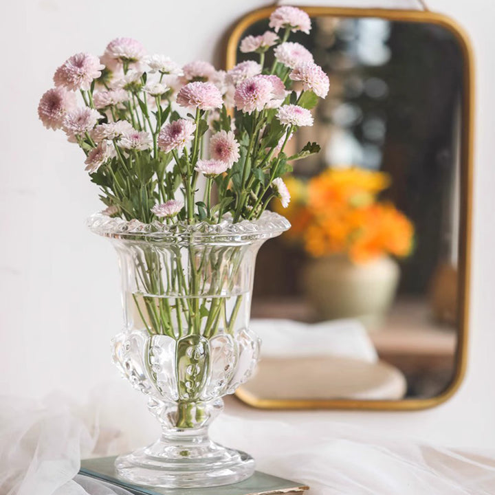 Roman-style pedestal vase for flower arranging