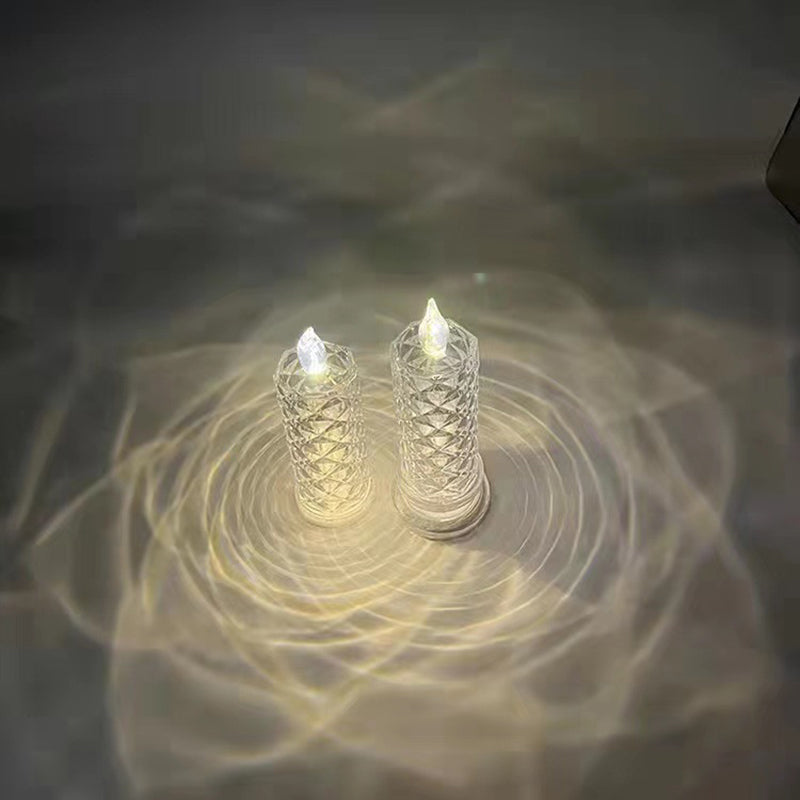 LED electronic candle with rose pattern (plastic)