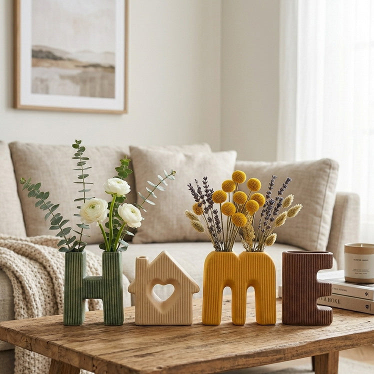 "HOME" Letter Ceramic Vase Set Gift