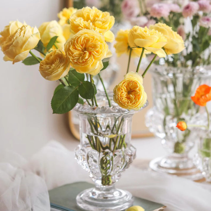 Roman-style pedestal vase for flower arranging