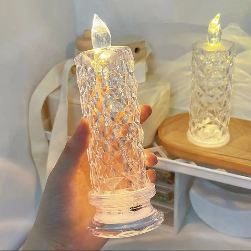 LED electronic candle with rose pattern (plastic)