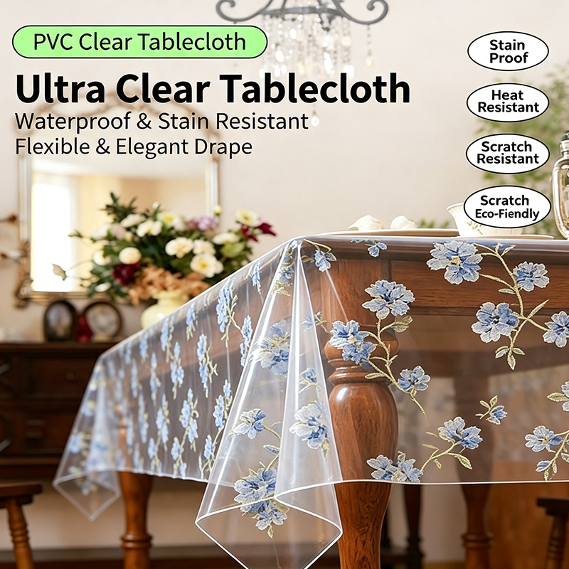 Luxury Transparent Floral Table Protector