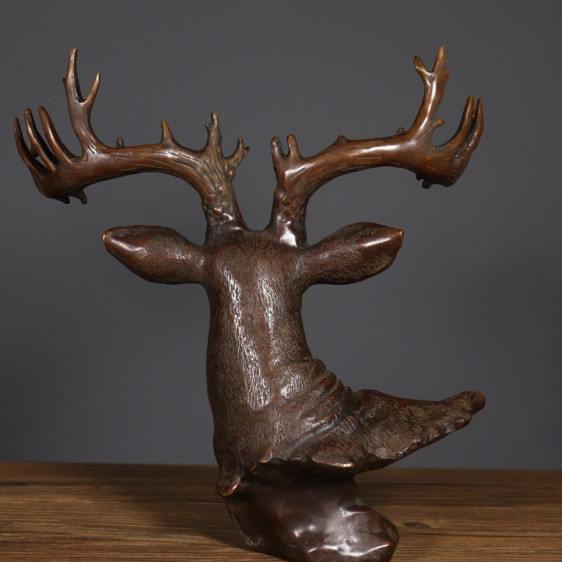 High-end copper deer head ornament