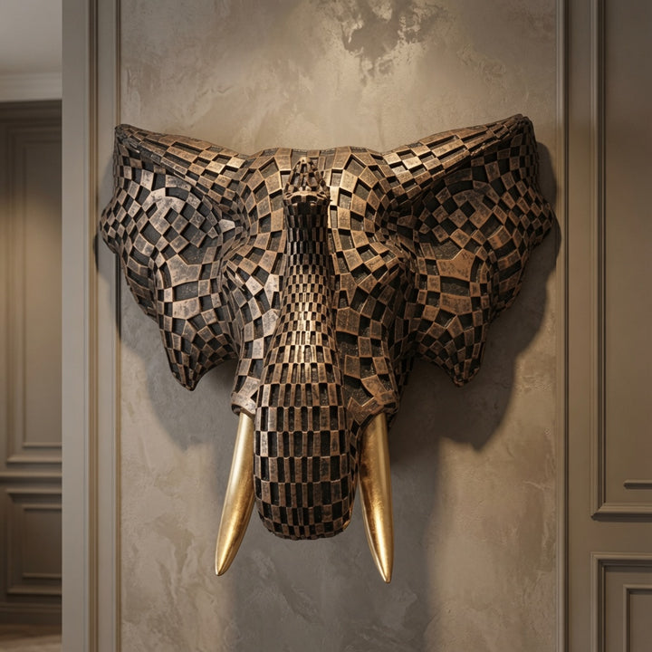 High-end resin mosaic elephant head wall mount