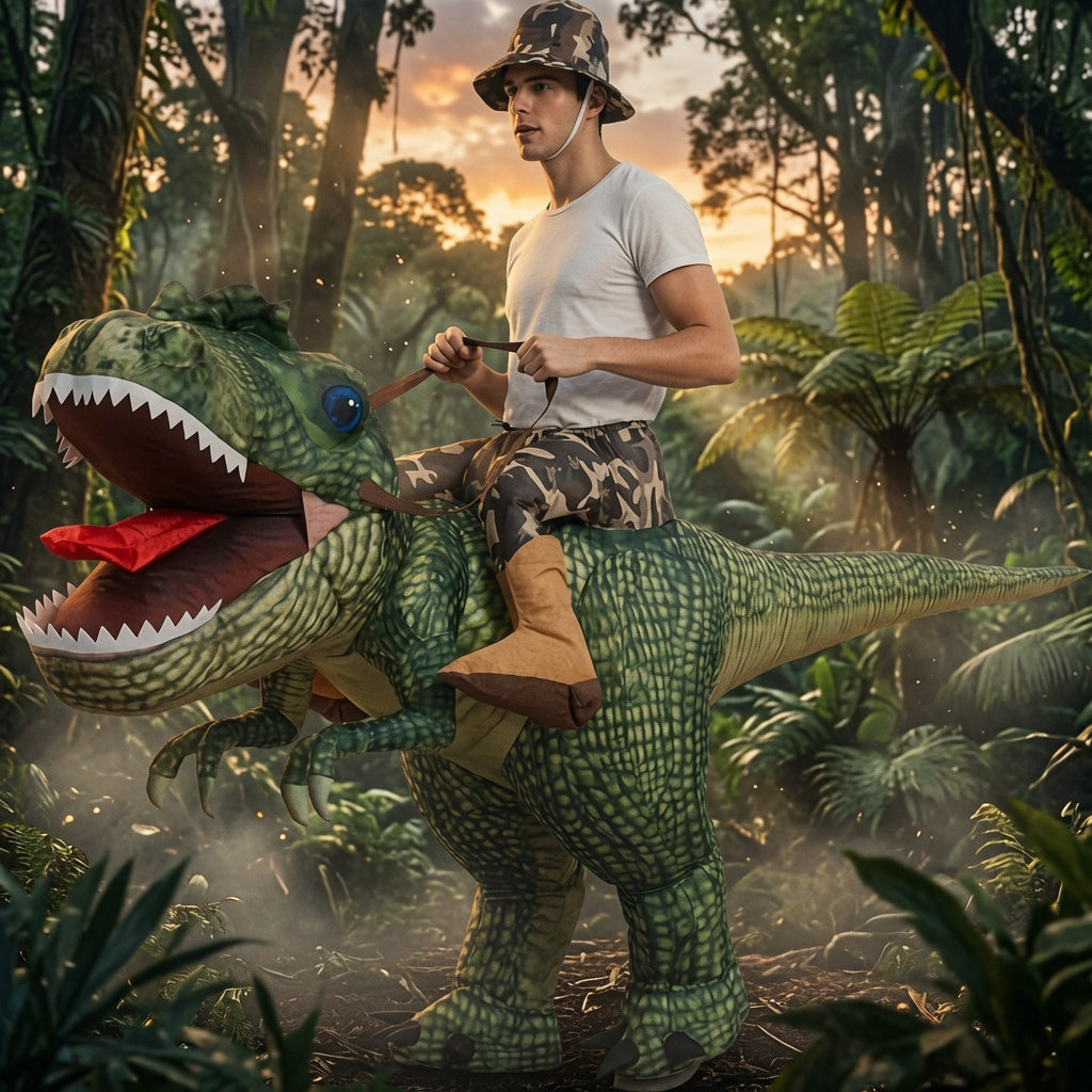 Inflatable dinosaur costume suitable for parties and performances