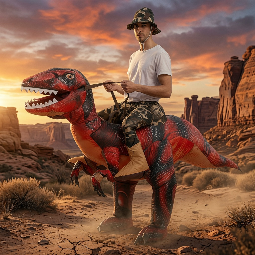 Inflatable dinosaur costume suitable for parties and performances