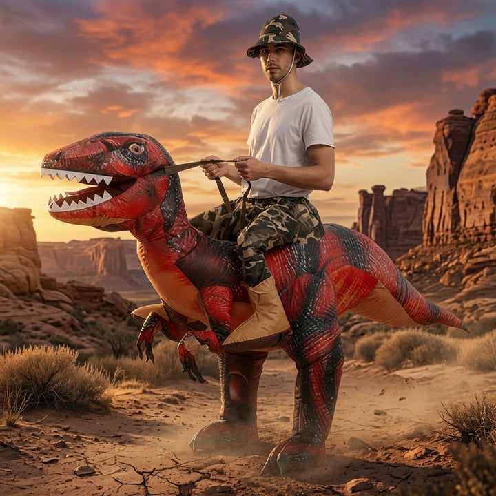 Inflatable dinosaur costume suitable for parties and performances