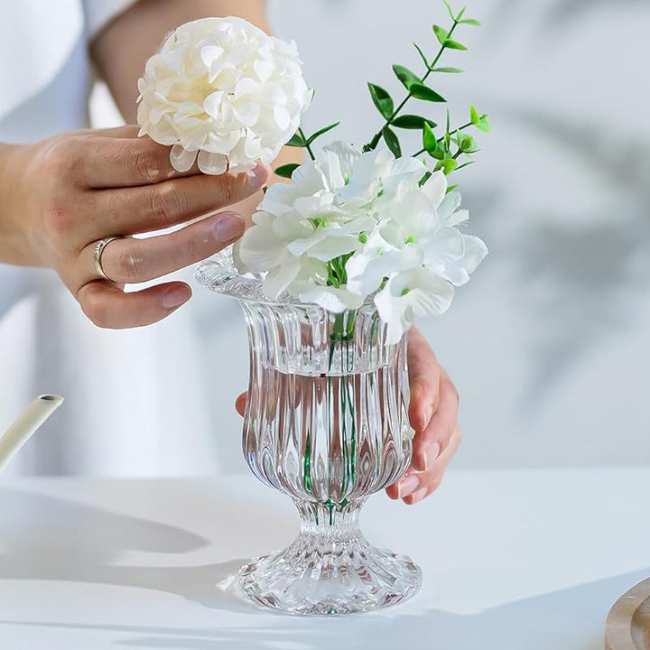 Roman-style pedestal vase for flower arranging