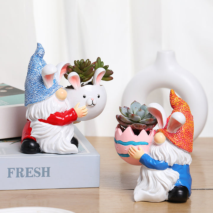 Resin Goblin-Shaped Planter Ornament with Egg